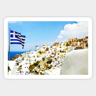 Oia Santorini Greek Island Flag Sticker